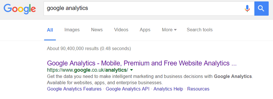 google analytics search
