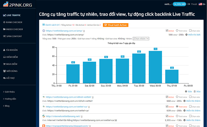 Cách tăng view youtube video facebook bằng Live Traffic của 2pink.org