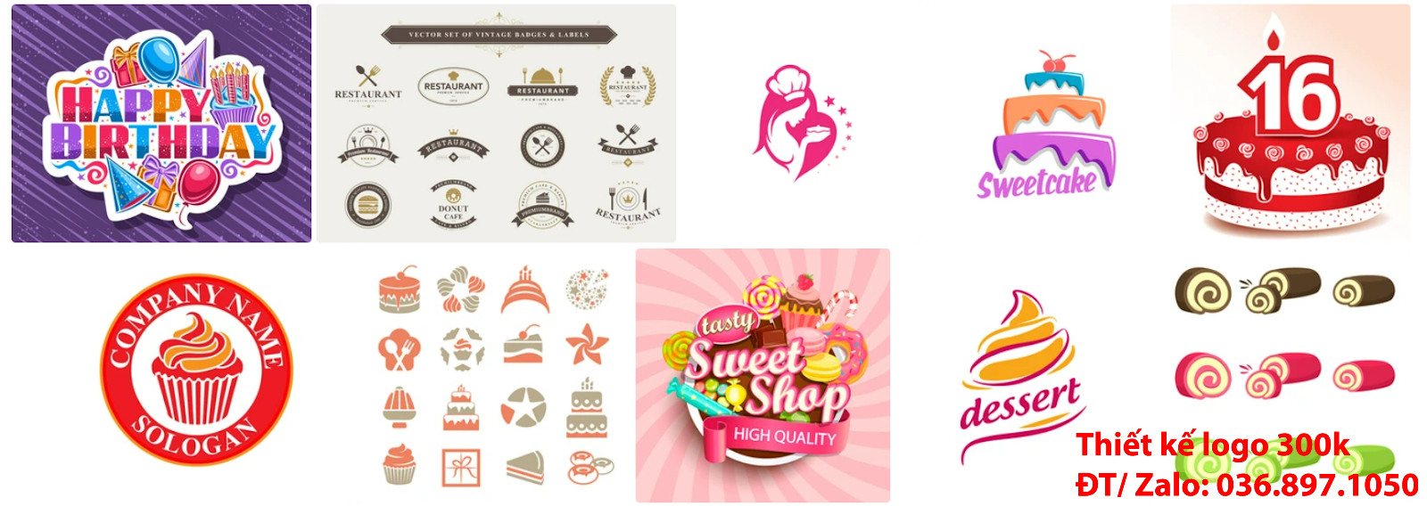 Công ty cung cấp mẫu logo bánh kem đơn giản tinh tế giá rẻ 300k 500k