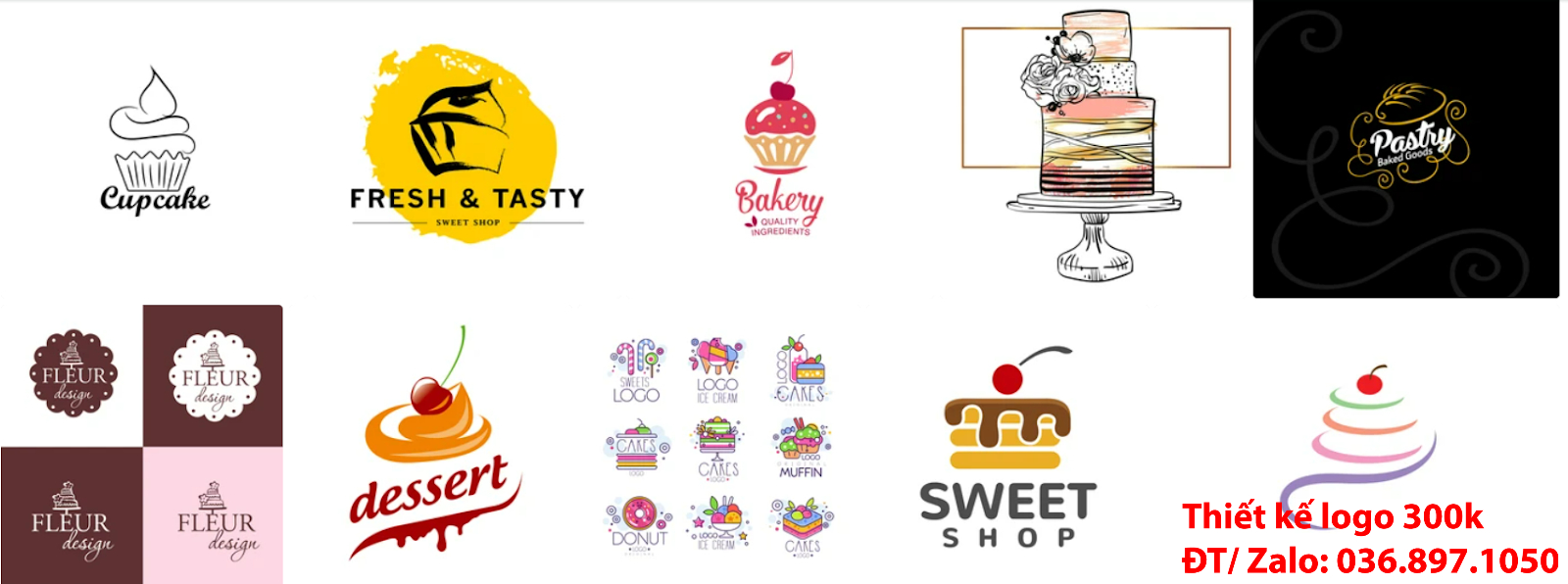 Công ty cung cấp mẫu logo đẹp bánh kem sáng tạo giá rẻ 300k 500k