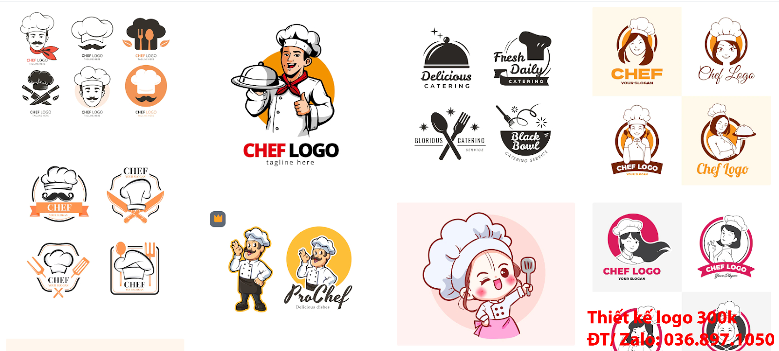 Công ty nhận thiết kế lô gô online giá rẻ chất lượng cao tại Tp Hồ Chí Minh về chủ đề Mẫu logo đầu bếp chef cook đẹp