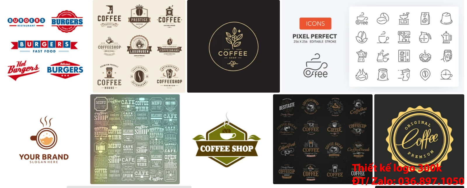 Dịch vụ tạo mẫu logo đẹp cà phê cafe coffee sáng tạo đẹp 300k 500k