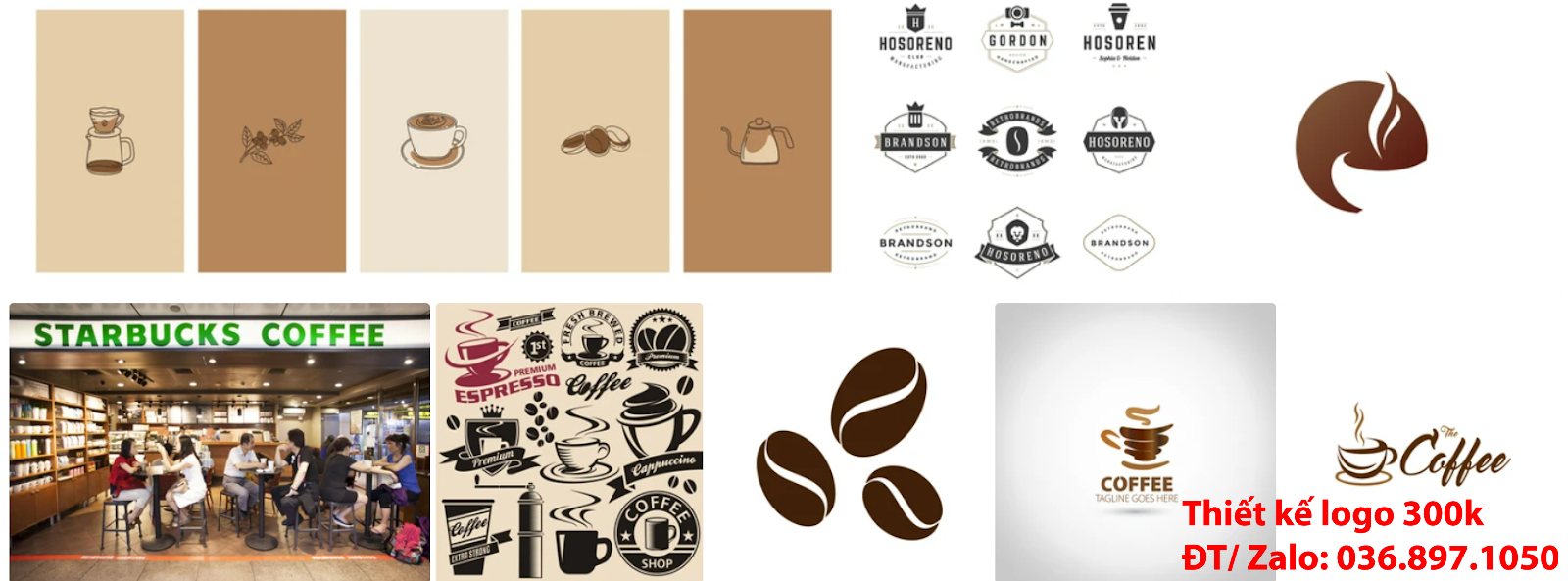 Dịch vụ tạo mẫu logo đẹp cà phê cafe coffee sáng tạo đơn giản tại Sài Gòn