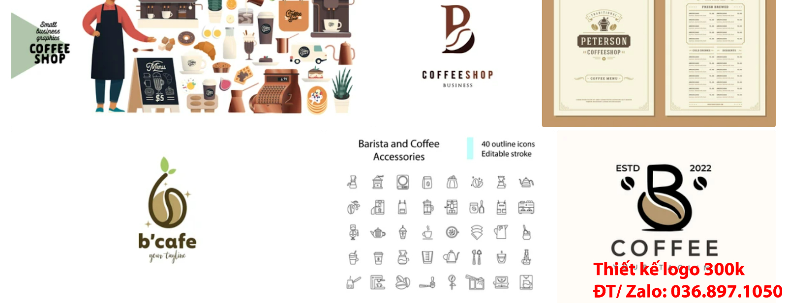 Dịch vụ thiết kế mẫu hình ảnh logo cà phê cafe coffee PNG và Vector đơn giản chất lượng