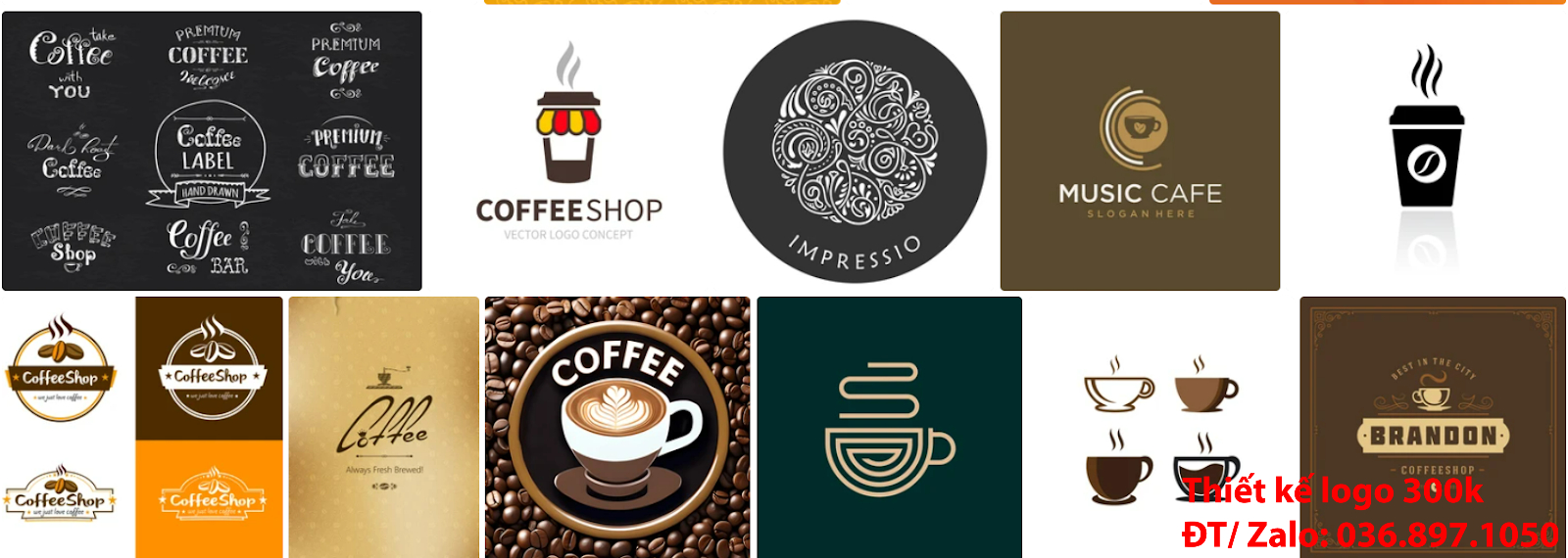 Dịch vụ thiết kế mẫu logo cà phê cafe coffee đơn giản tinh tế đẹp chất lượng