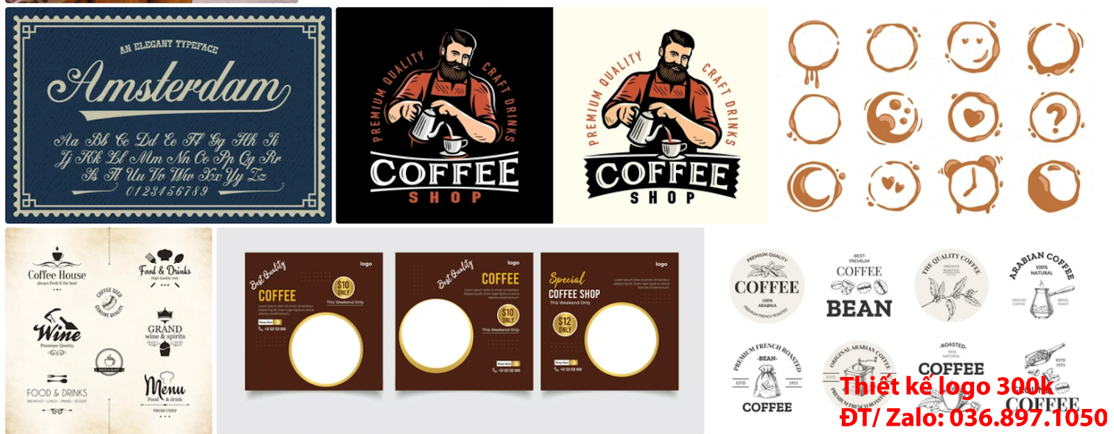mẫu logo cà phê cafe coffee đơn giản tinh tế chất lượng tại Sài Gòn
