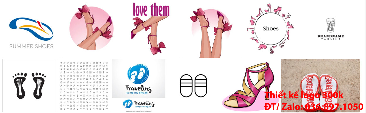 Mẫu thiết kế Logo bán dép đẹp nhất hiện nay hình đôi chân nữ tính đi giầy cao gót màu hồng điệu đà