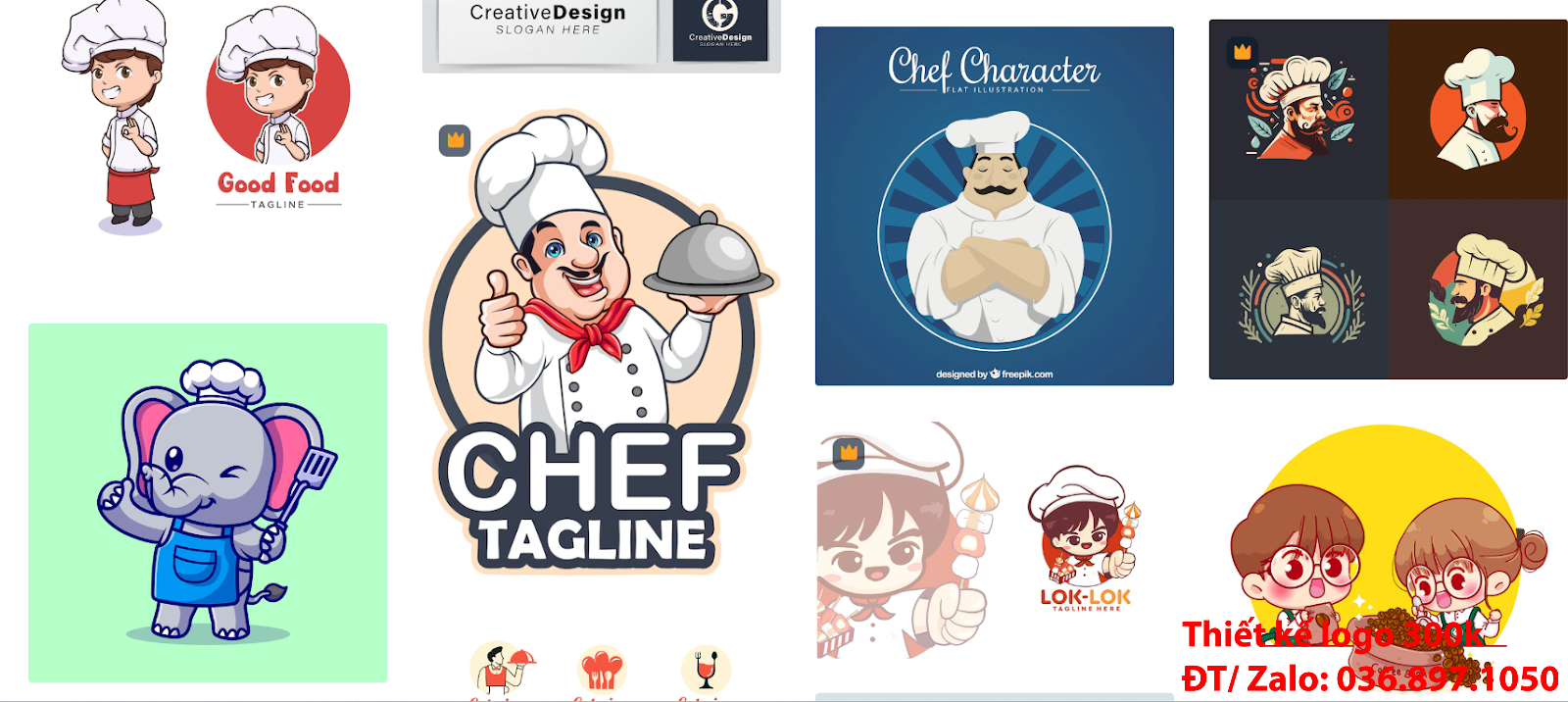 Tại Hà Nội có dịch vụ nhận thiết kế online các Mẫu logo đẹp đầu bếp chef cook sáng tạo