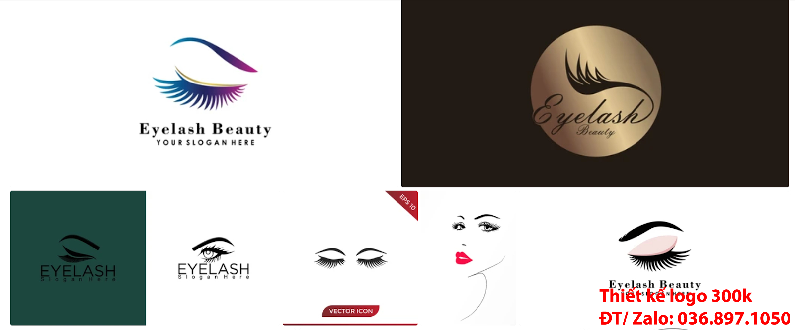 Tạo mẫu lô gô online đẹp chuyên nghiệp với chủ đề thiết kế Logo thẩm mỹ lông mi mắt đẹp nhất hiện nay giá rẻ 300k