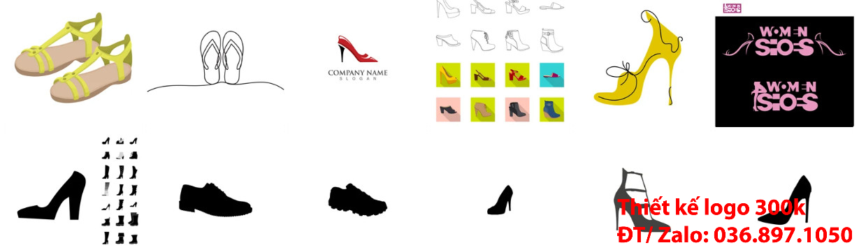 Thiết kế logo bán dép chuyên nghiệp hình đôi giày cao gót đỏ, đế đen