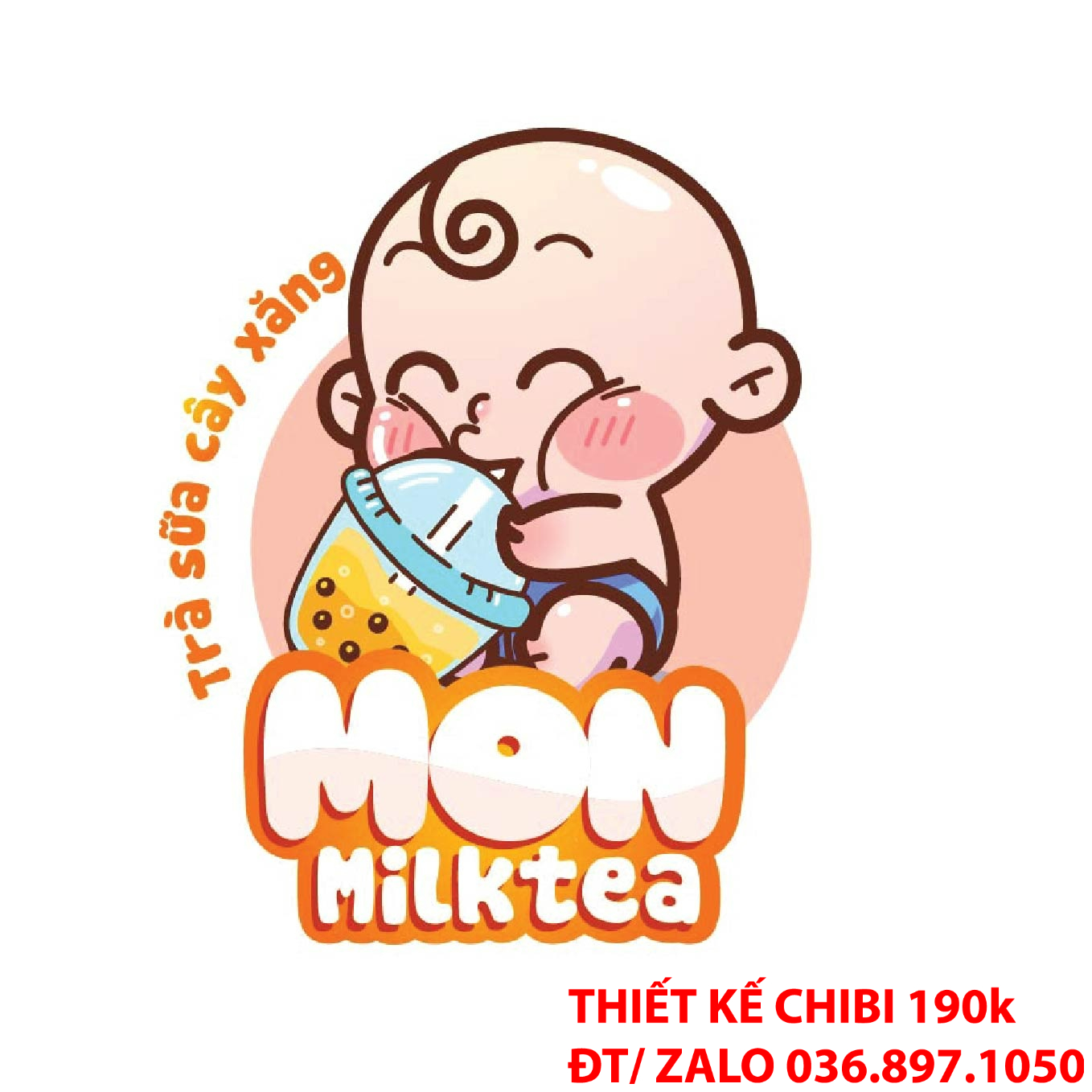 Mê hoặc khách hàng ngay từ cái nhìn đầu tiên với logo chibi trà sữa ăn vặt.