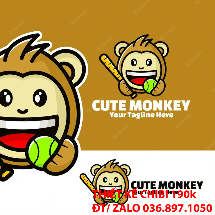 Mẫu thiết kế logo chibi con khỉ 6