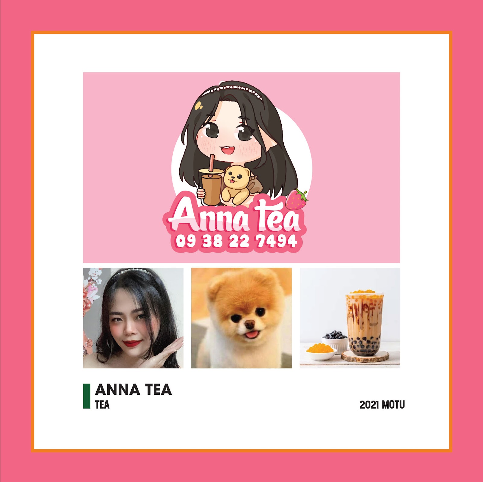 Mẫu thiết kế logo chibi cute Cửa hàng Anna Tea