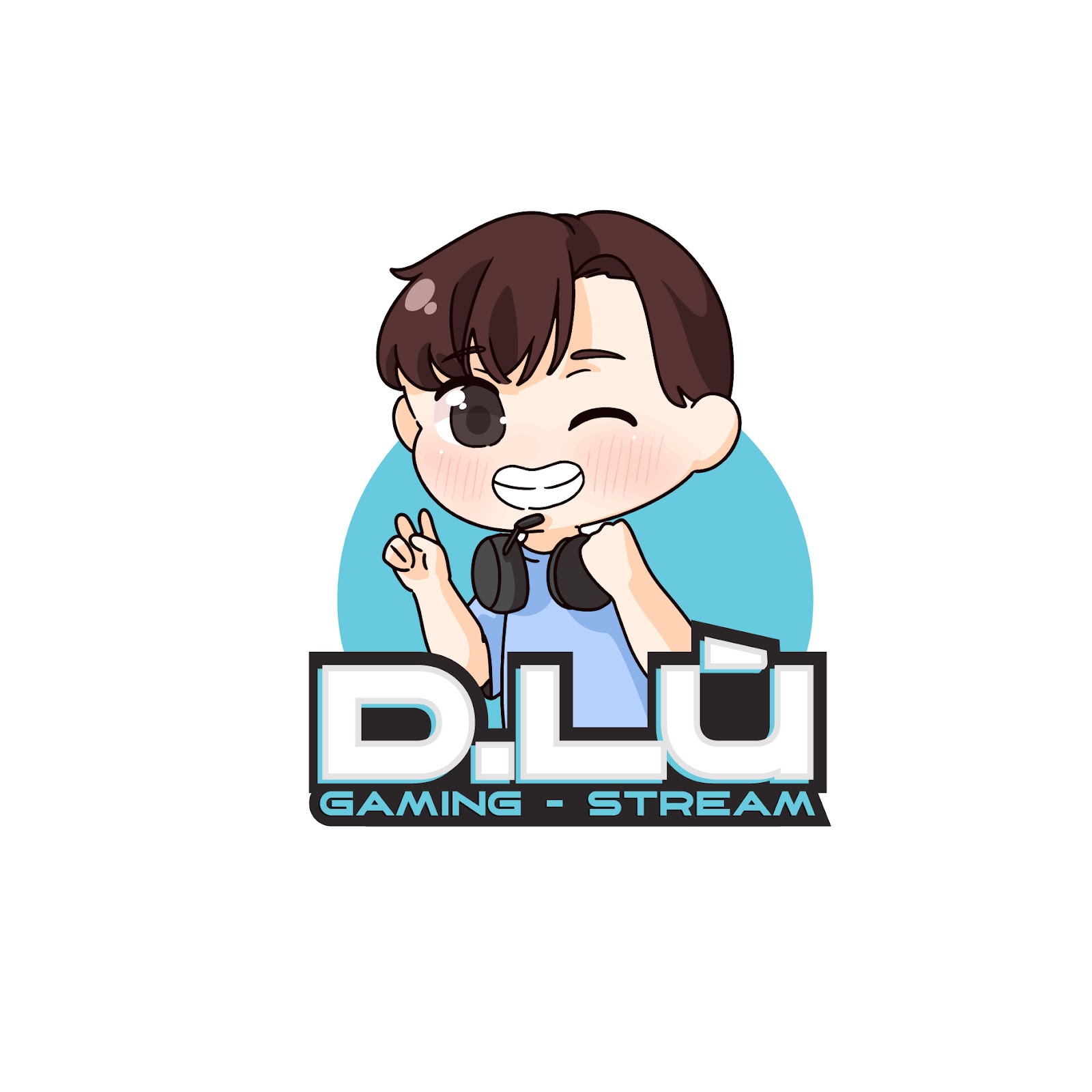 Mẫu thiết kế logo chibi cute cửa hàng D-Lù Gaming - Stream 1