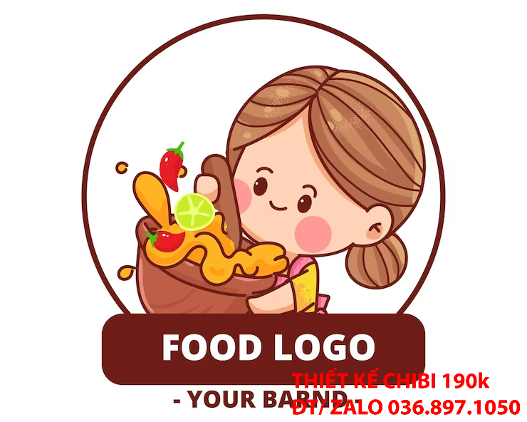 Mẫu thiết kế logo chibi cute Cửa hàng DAN DAN Cafe