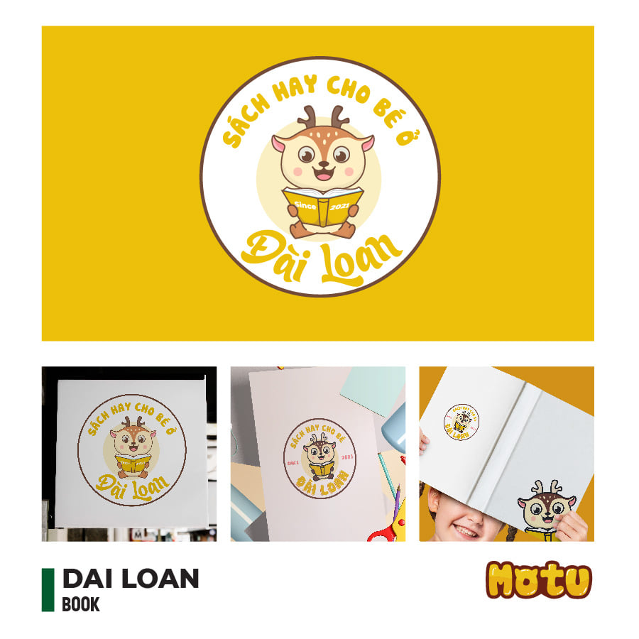 Mẫu thiết kế logo chibi cute cửa hàng Sách hay cho bé ở Đài Loan 01