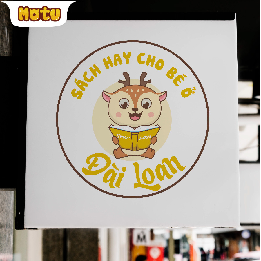 Mẫu thiết kế logo chibi cute cửa hàng Sách hay cho bé ở Đài Loan