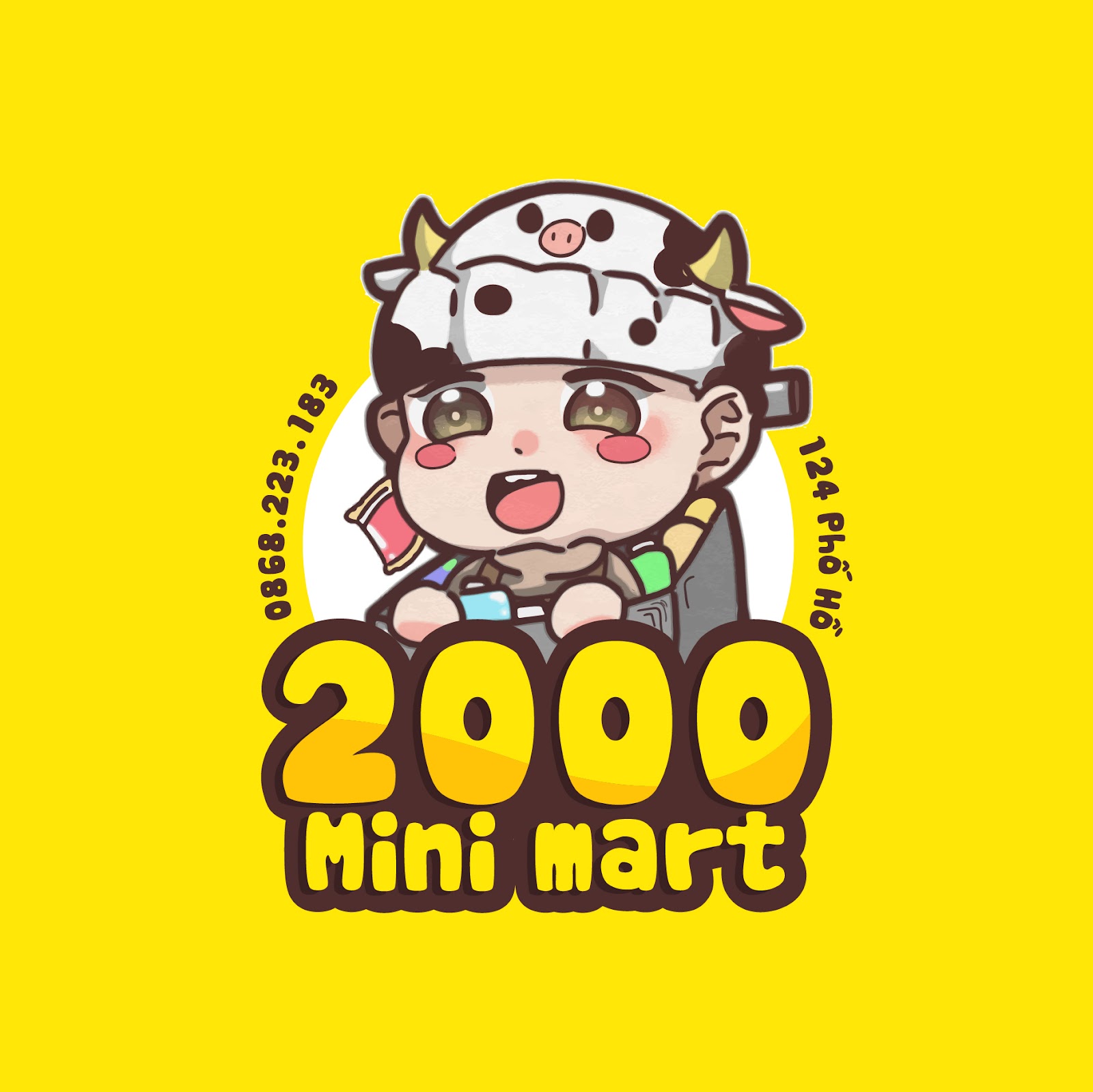 Mẫu thiết kế logo chibi cute shop 2000 Mini Mart 1