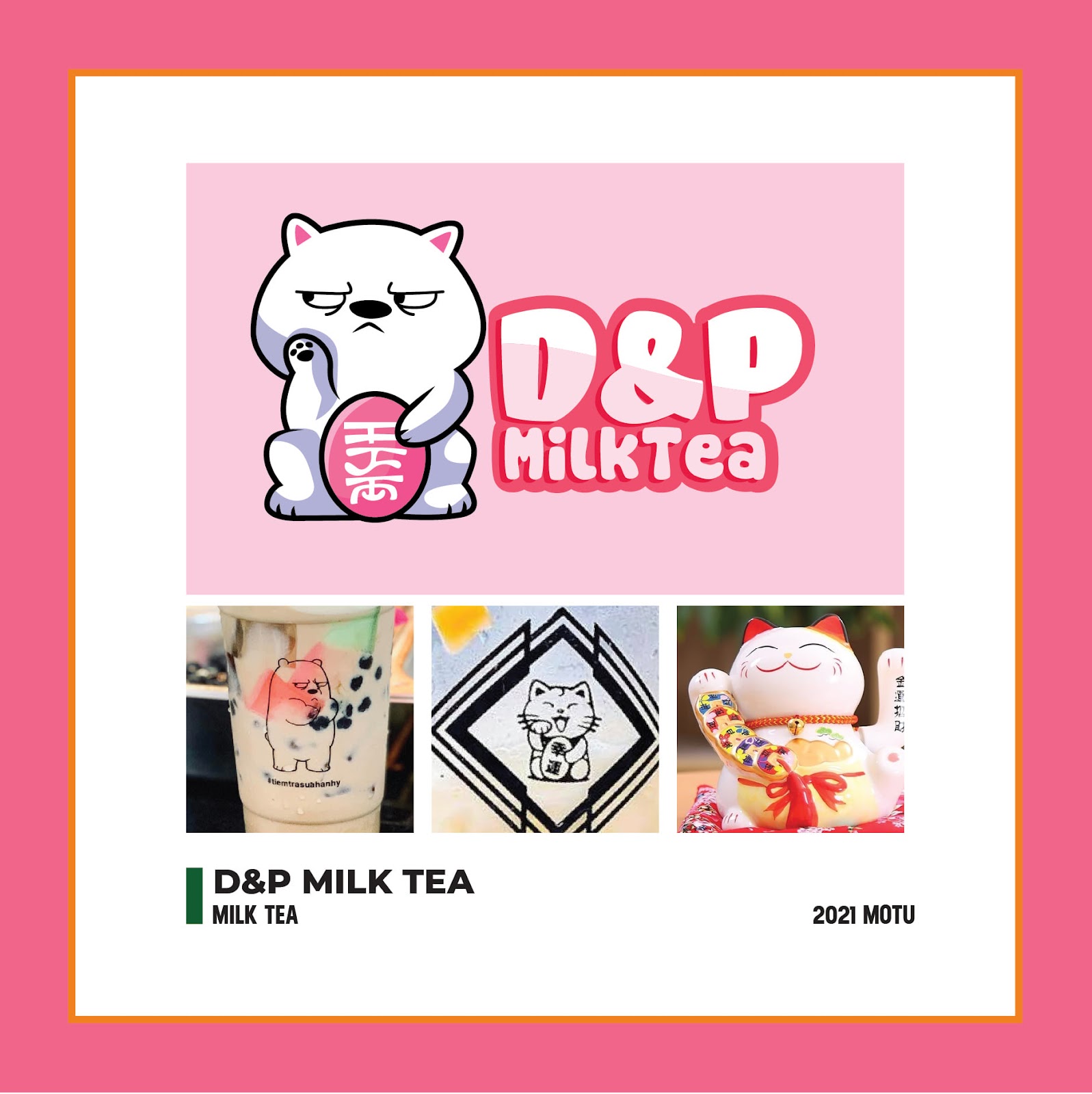 Mẫu thiết kế logo chibi cute Shop cửa hàng D&P Milk Tea