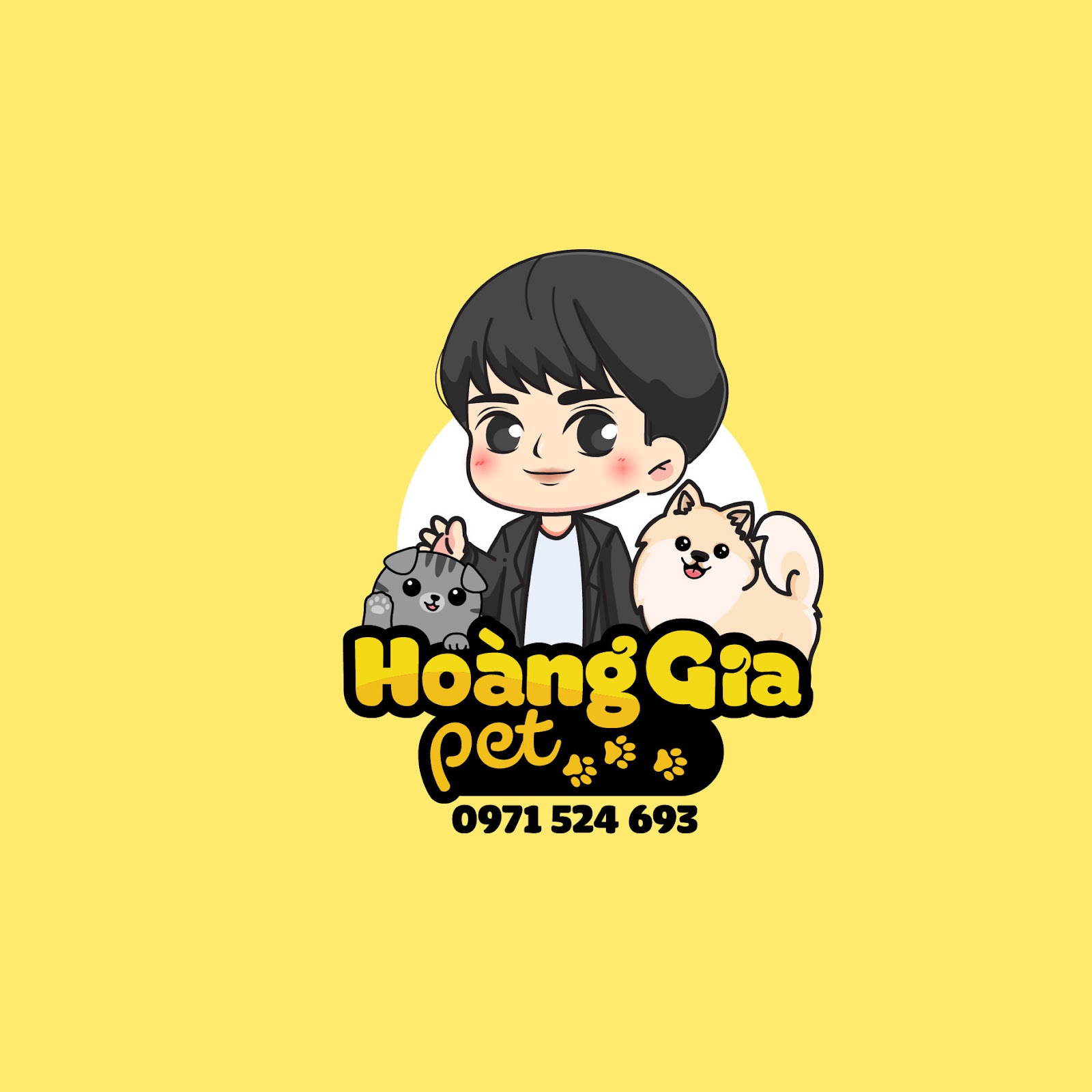 Mẫu thiết kế logo chibi cute Shop Hoàng Gia Pet 01