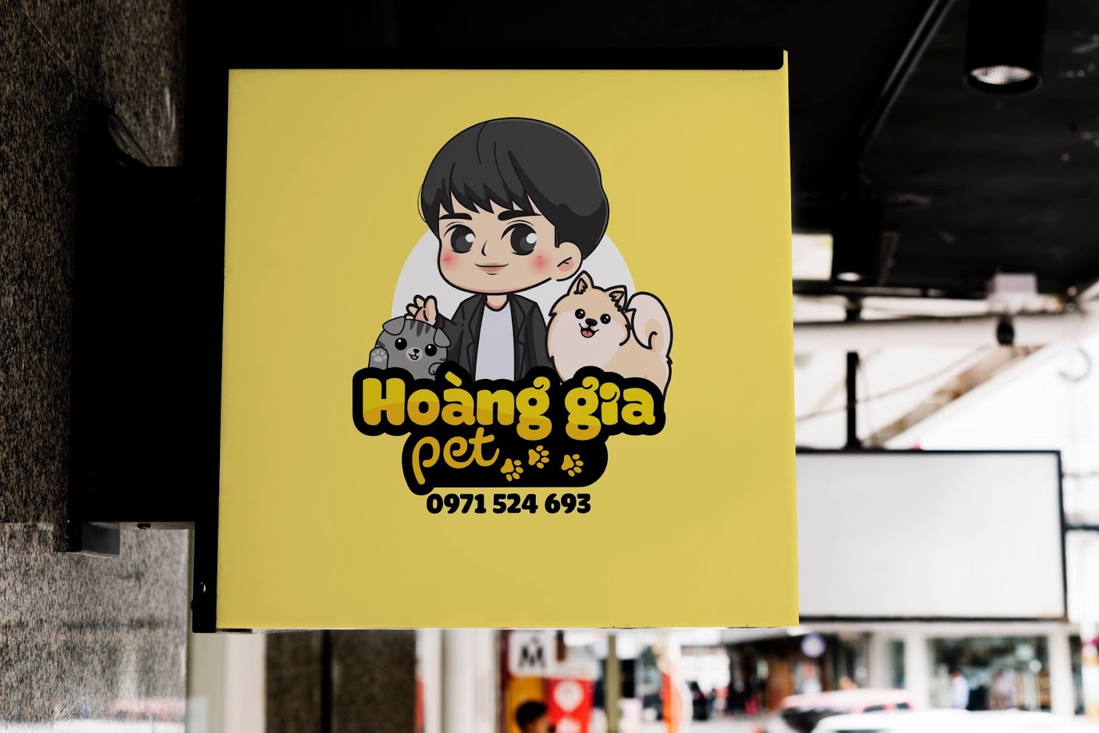 Mẫu thiết kế logo chibi cute Shop Hoàng Gia Pet 02