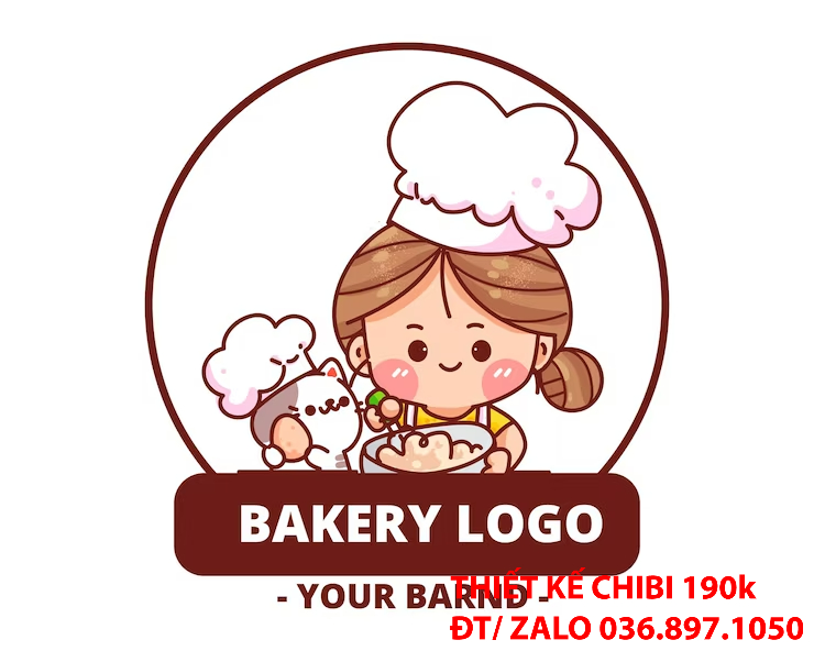 Mẫu thiết kế logo chibi cute Shop Huỳnh Huy