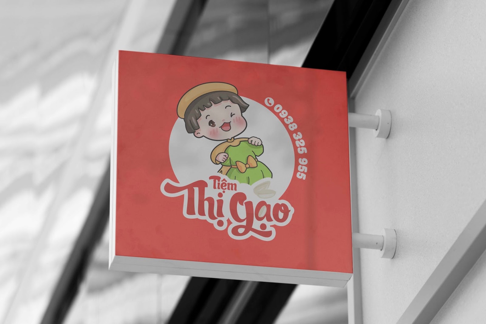 Mẫu thiết kế logo chibi cute Shop Tiệm Thị Gạo 2