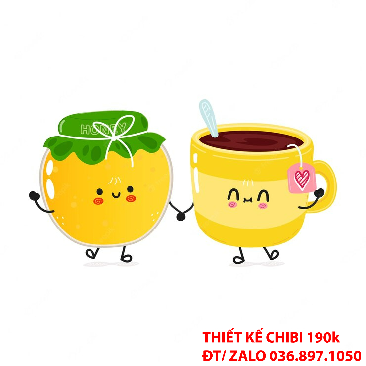 Mẫu thiết kế logo chibi cute tiệm trà chanh 4