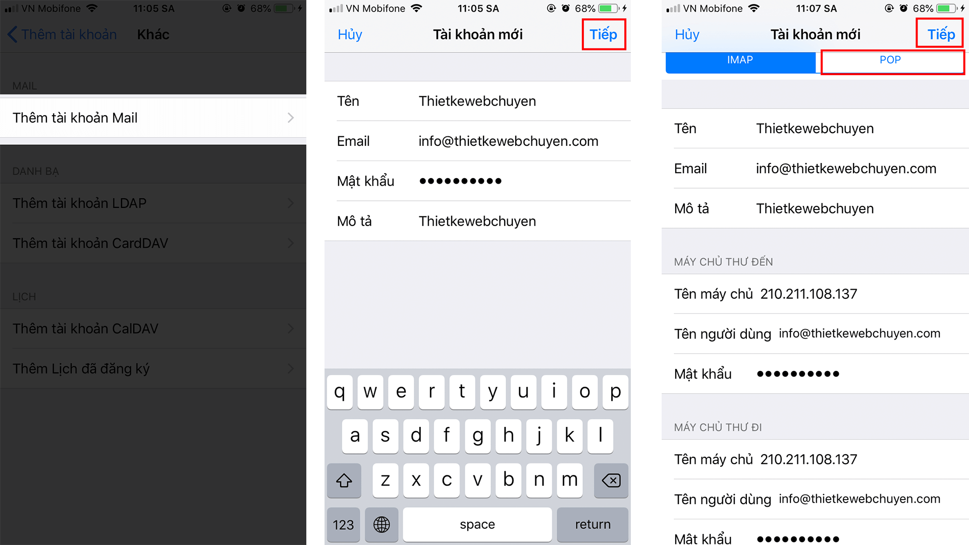 cau hinh tai khoan mail tren dien thoai