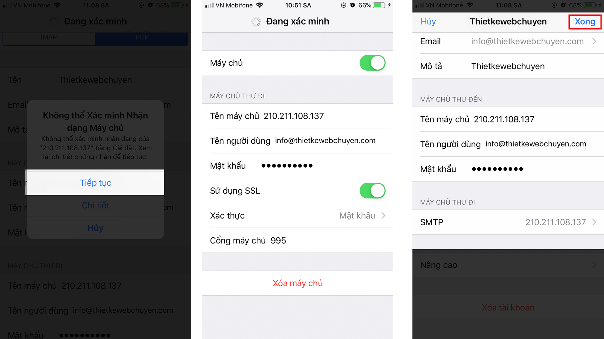 cach buoc cau hinh mail tren dien thoai iphone