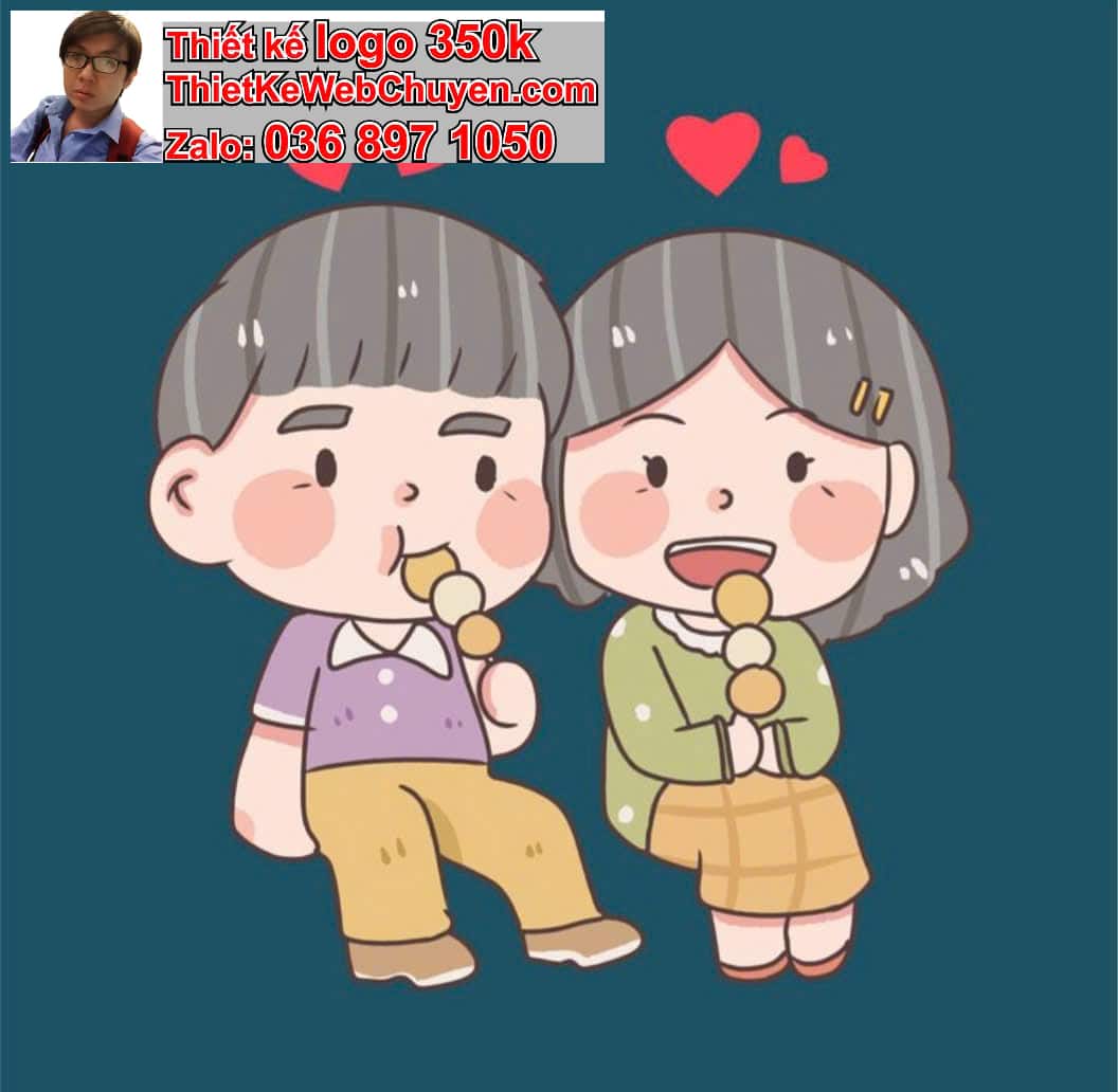 Cặp đôi chibi ăn bánh ngọt