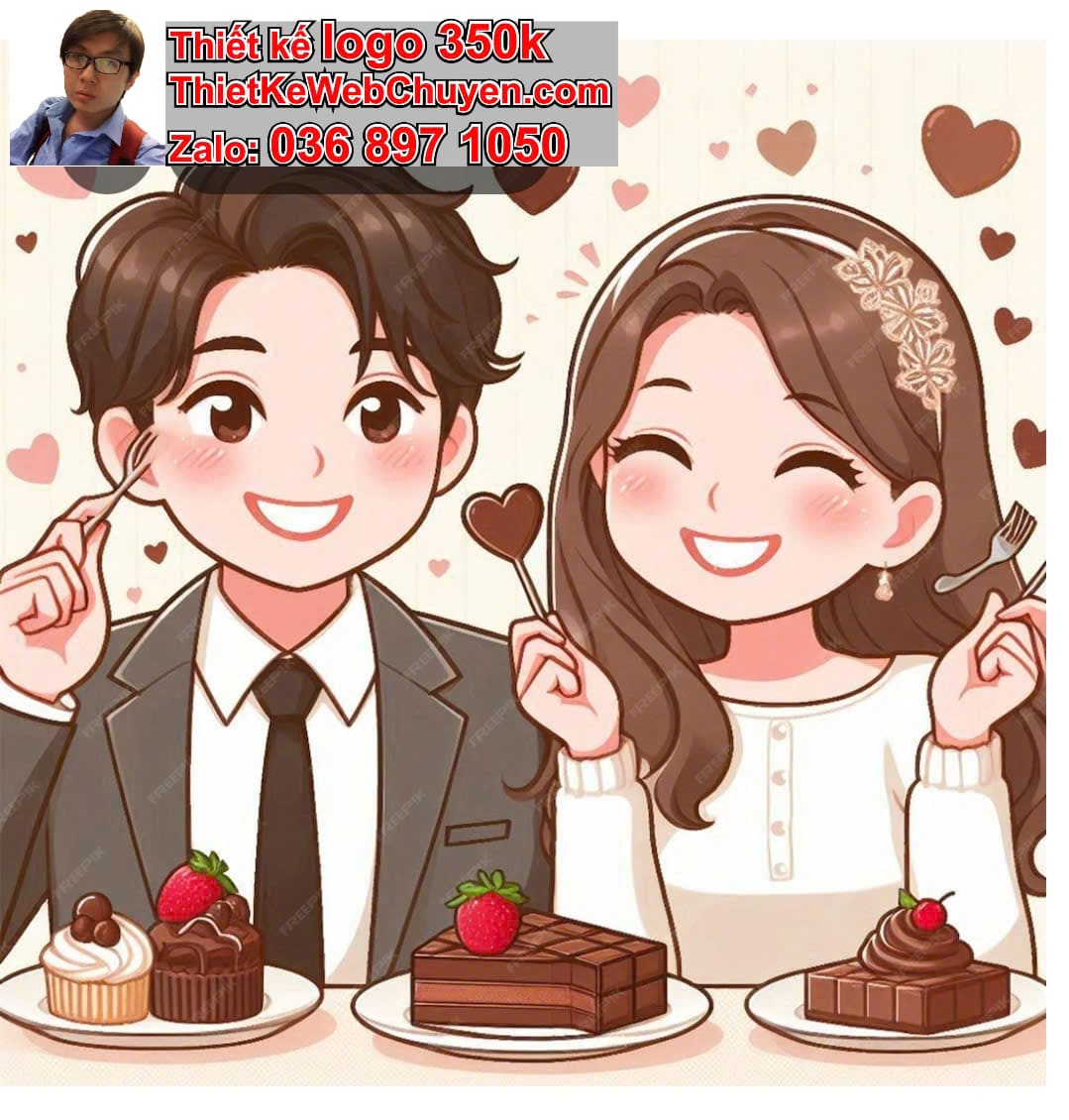 Cặp đôi chibi ăn cupcake