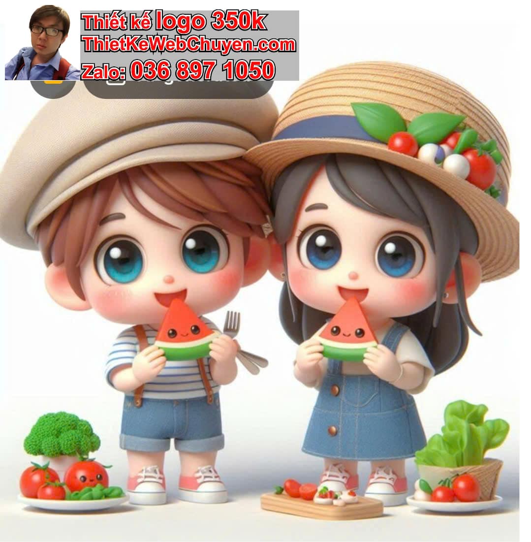 Cặp đôi chibi ăn dưa hấu