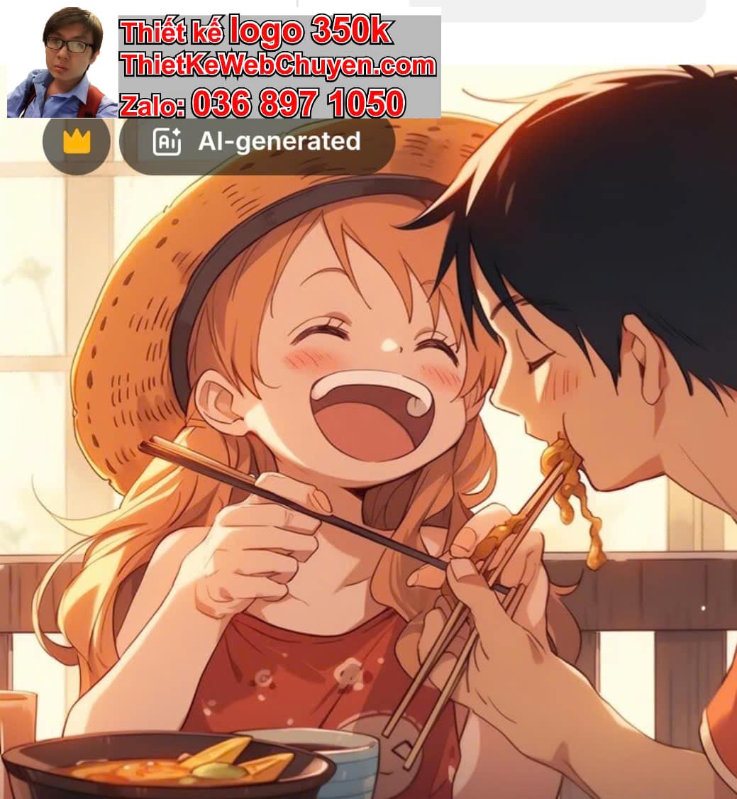 Cặp đôi chibi ăn mì