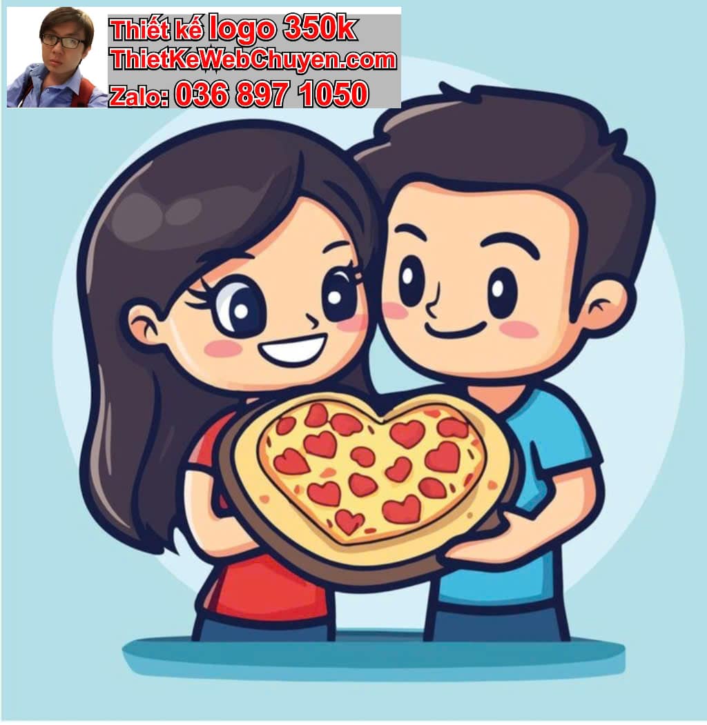Cặp đôi chibi ăn pizza