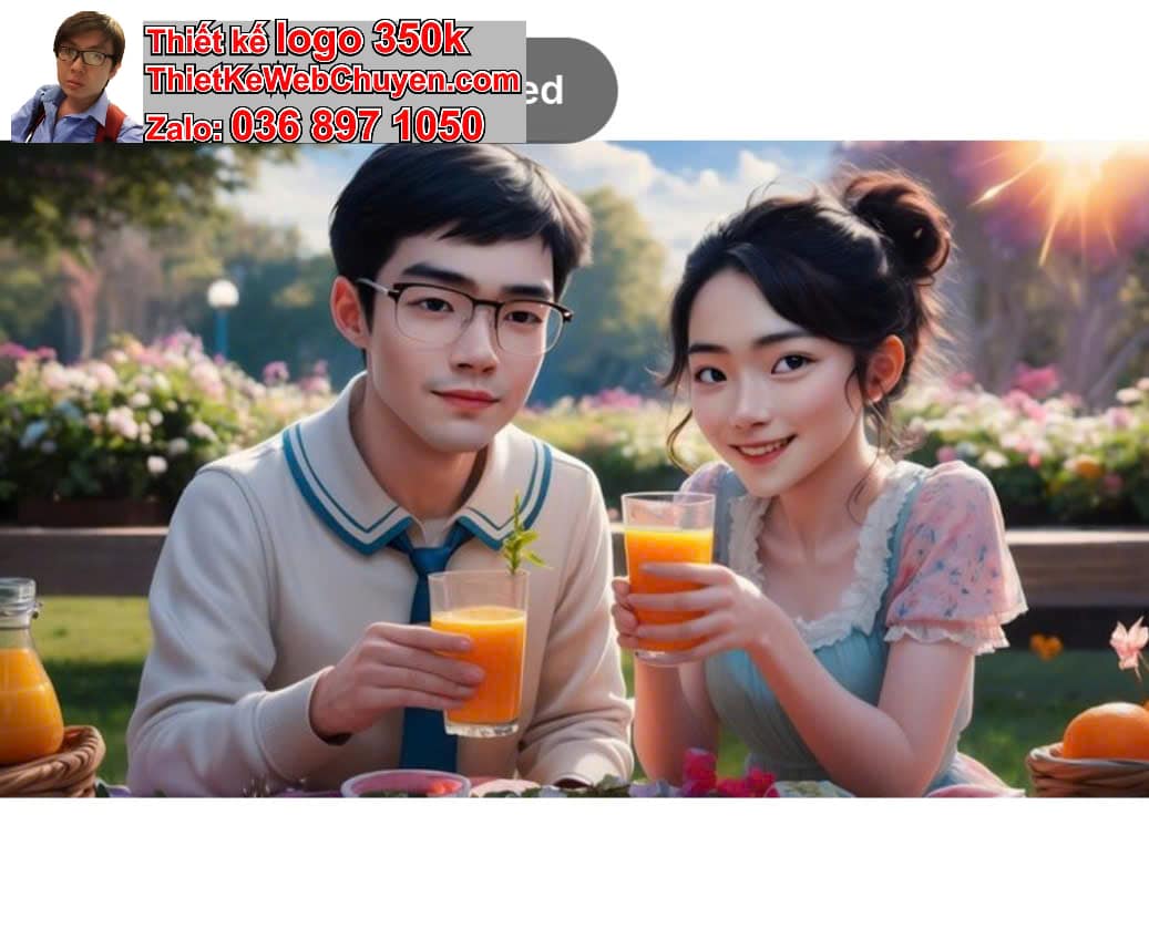 Cặp đôi chibi ăn uống ngoài ban công