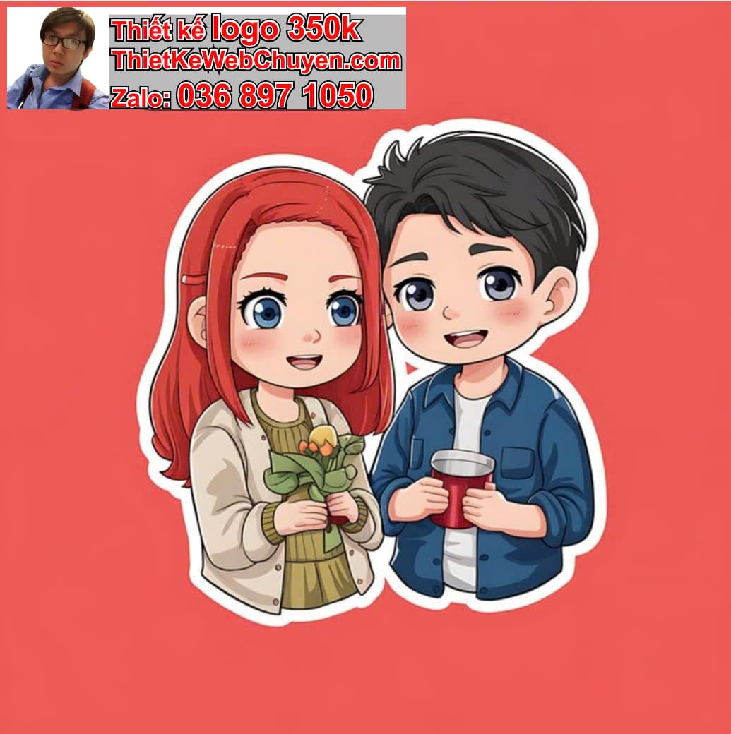 Cặp đôi chibi biểu cảm ngại ngùng