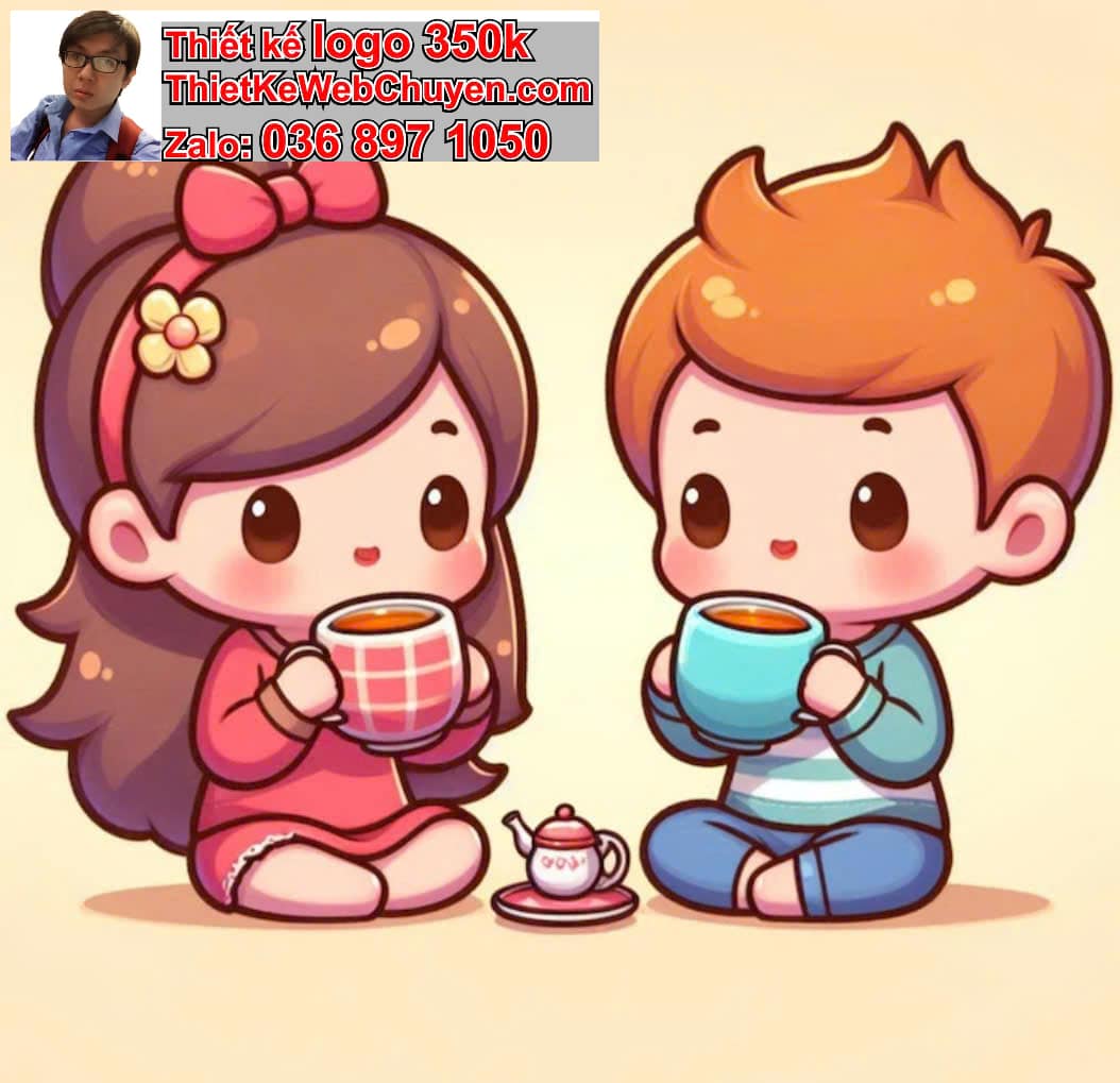 Cặp đôi chibi uống nước ngọt