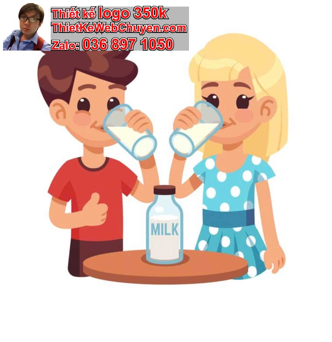 Cặp đôi chibi uống sữa tươi
