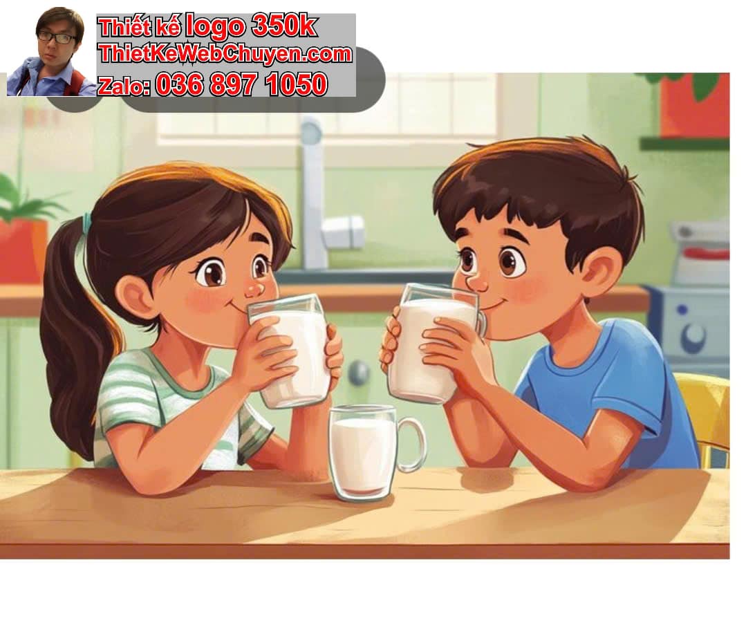 Cặp đôi chibi uống sữa tươi
