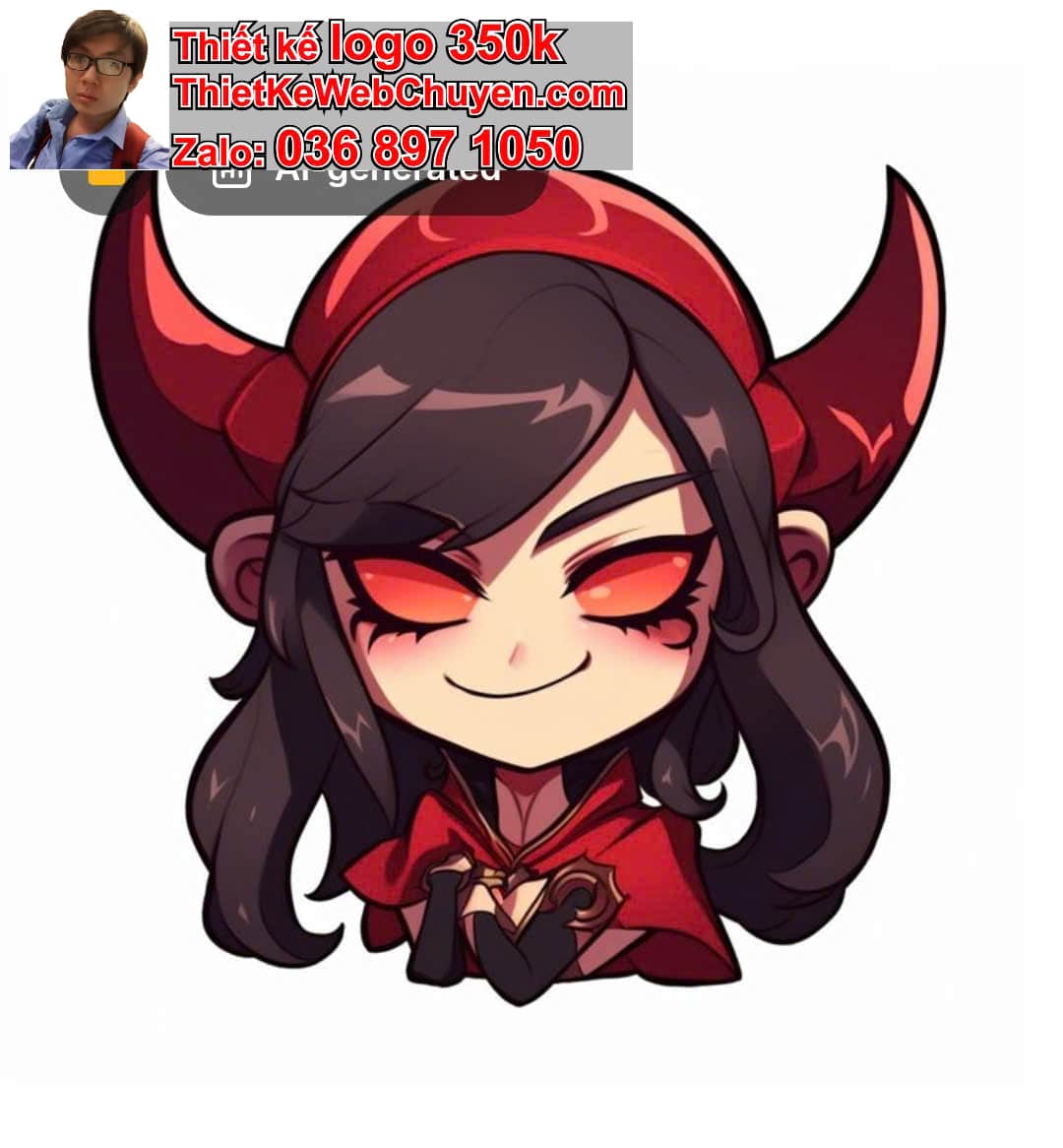 Chibi ác quỷ dễ thương biểu cảm ngại ngùng