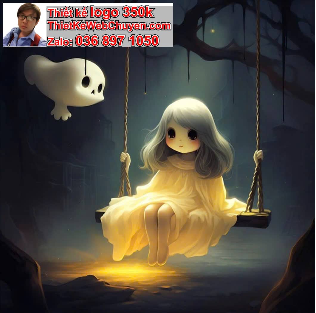 Chibi ác quỷ dễ thương ngồi ghế đá công viên