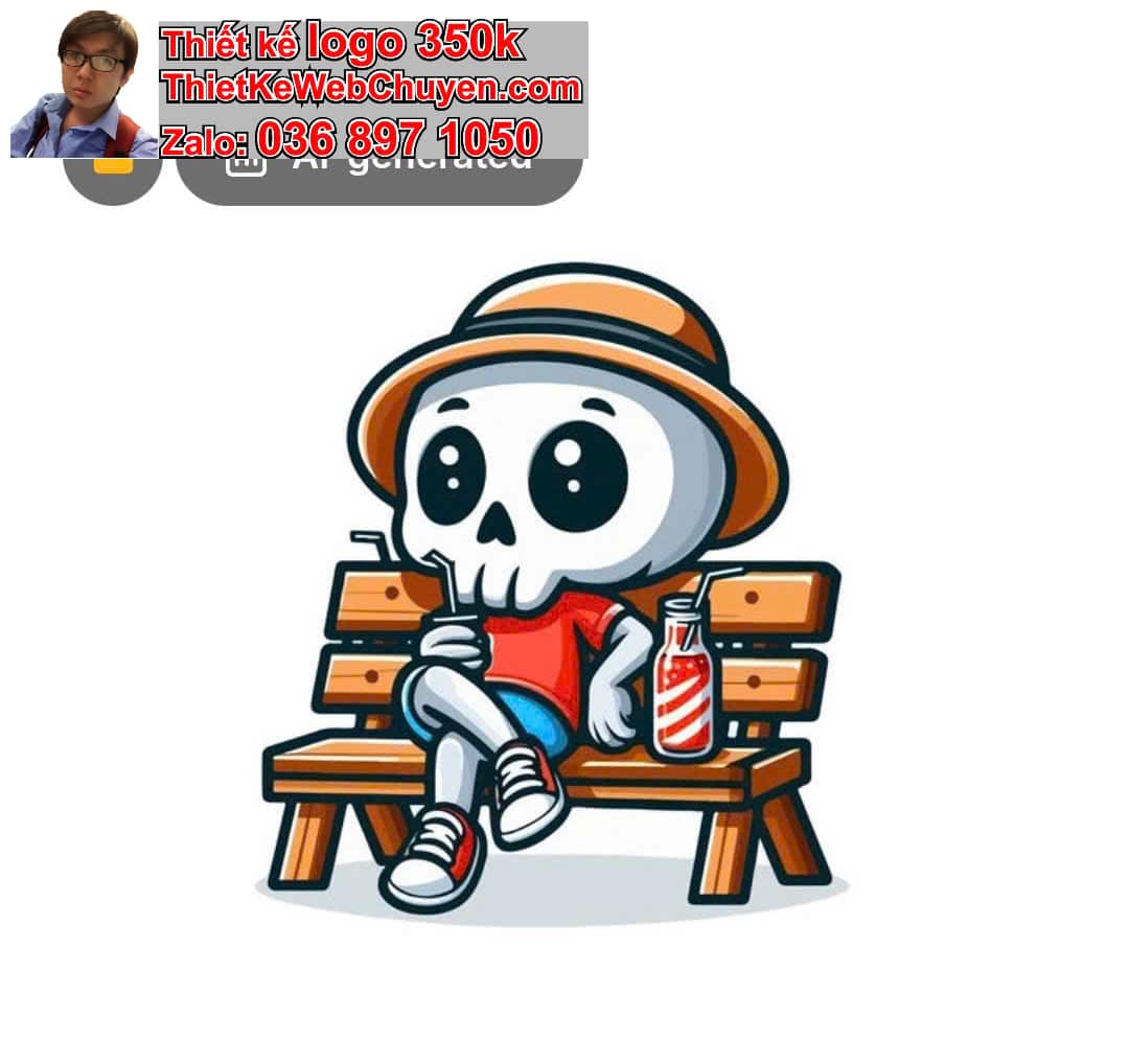 Chibi ác quỷ dễ thương ngồi vỉa hè