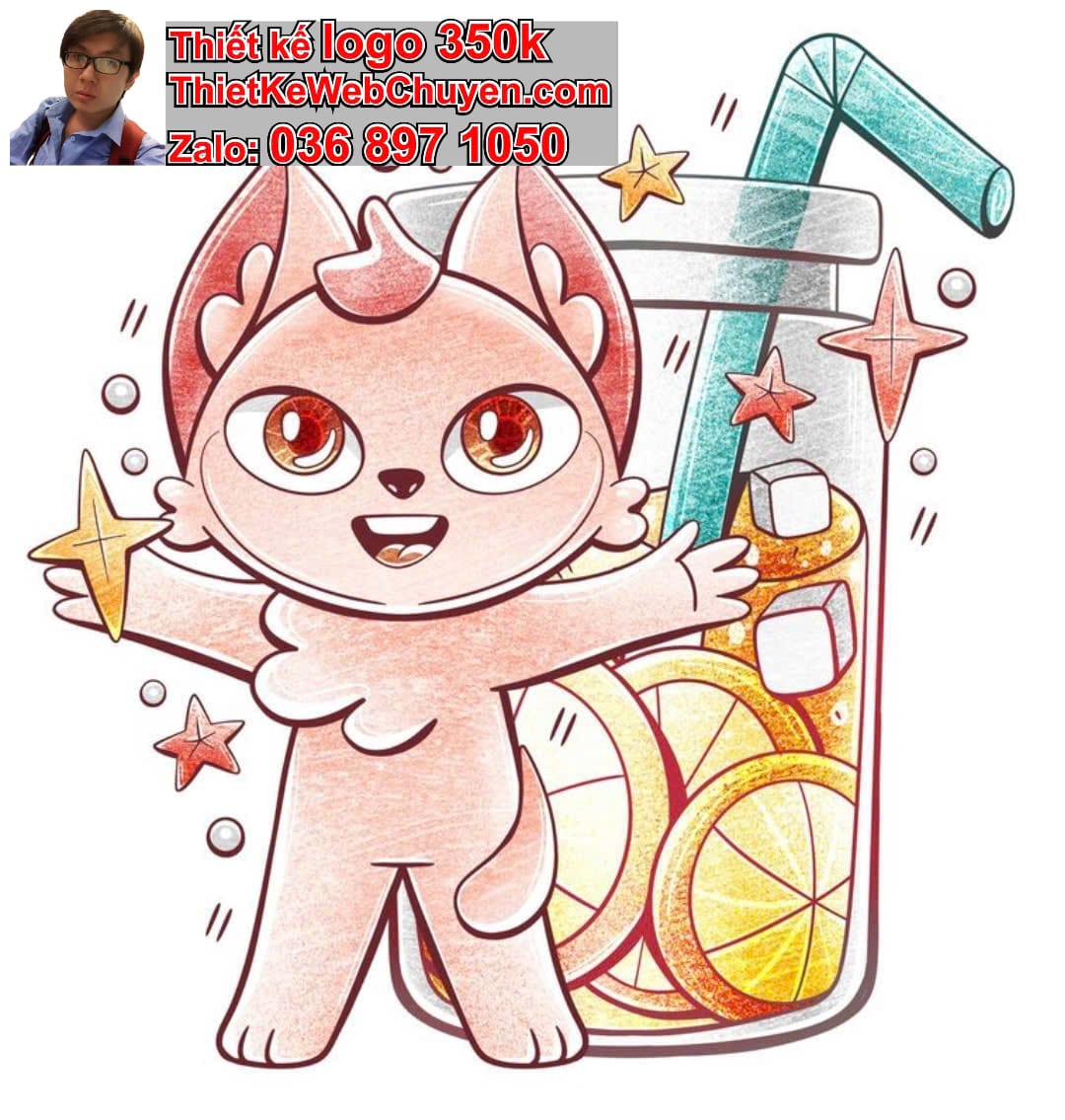 Chibi ác quỷ dễ thương uống sinh tố