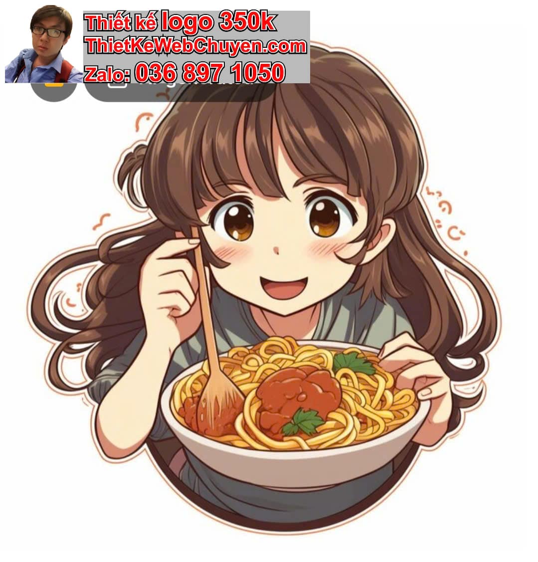 Chibi học sinh ăn ramen