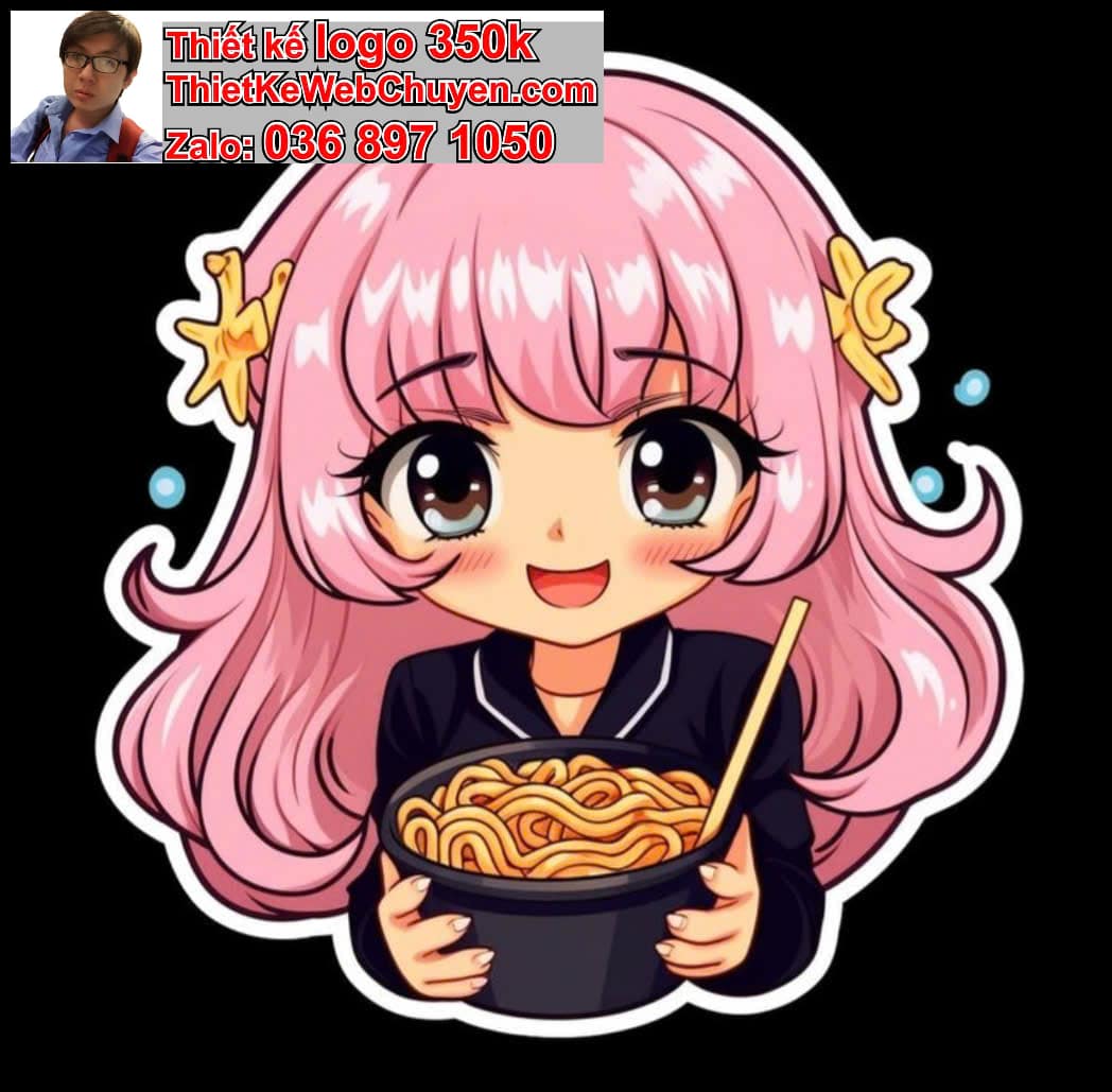 Chibi học sinh ăn ramen