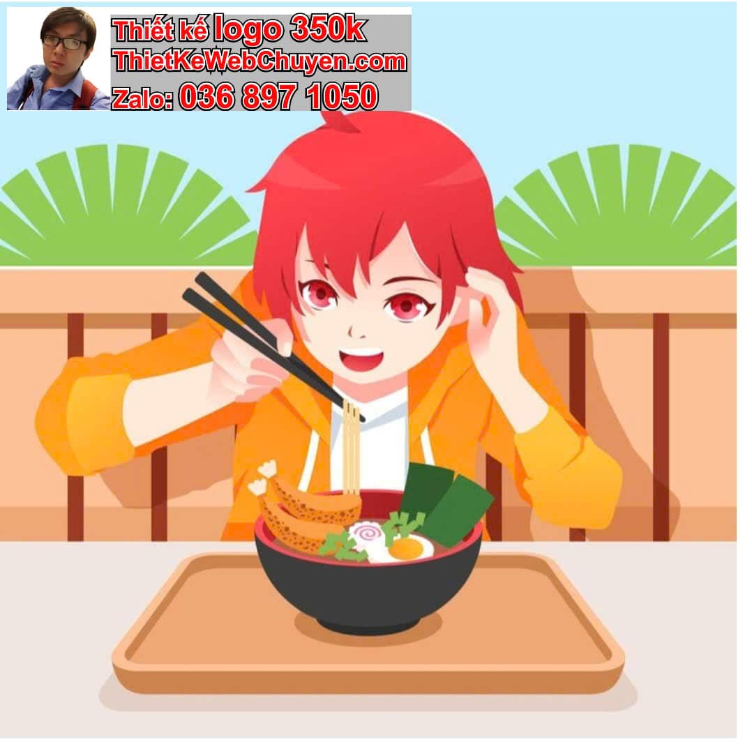 Chibi văn phòng ăn bún