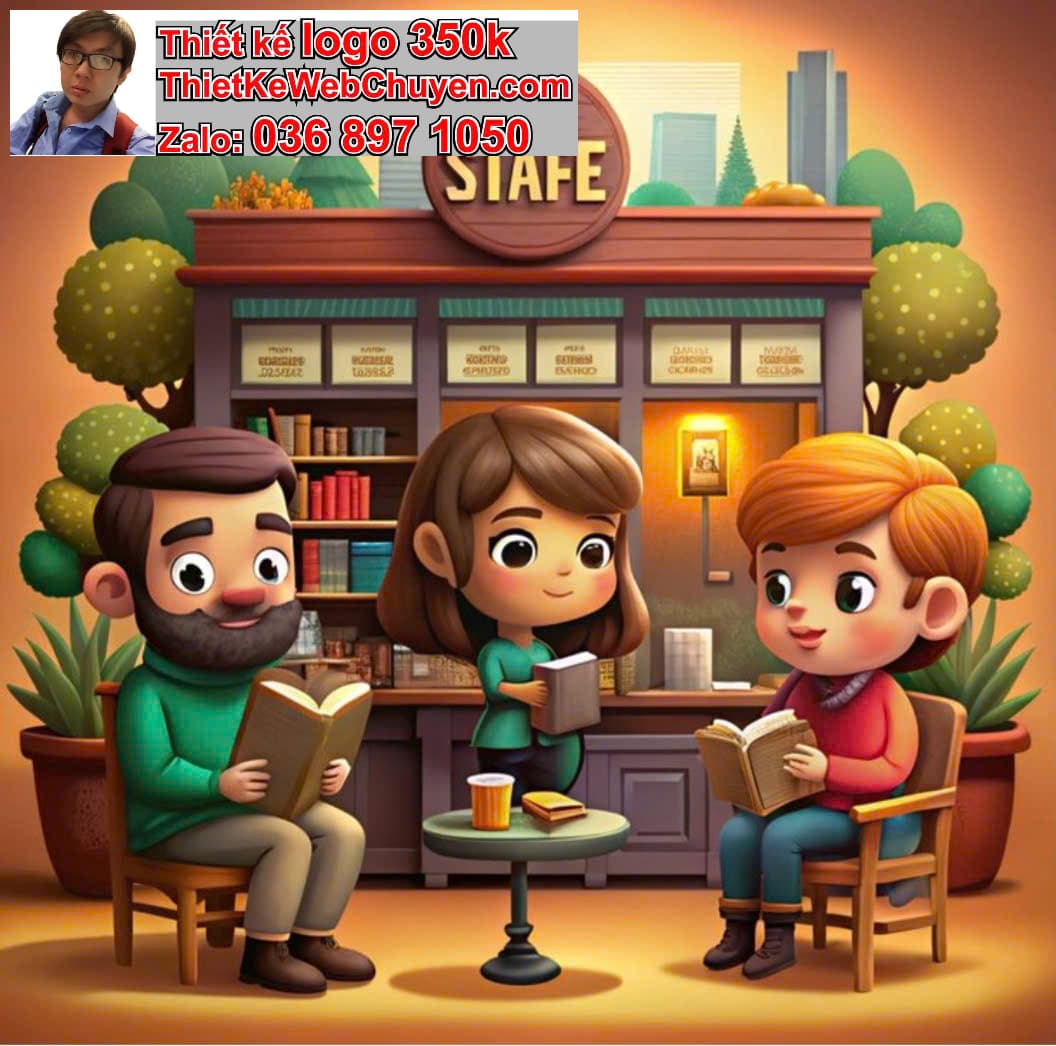 Chibi văn phòng ngồi quán cà phê
