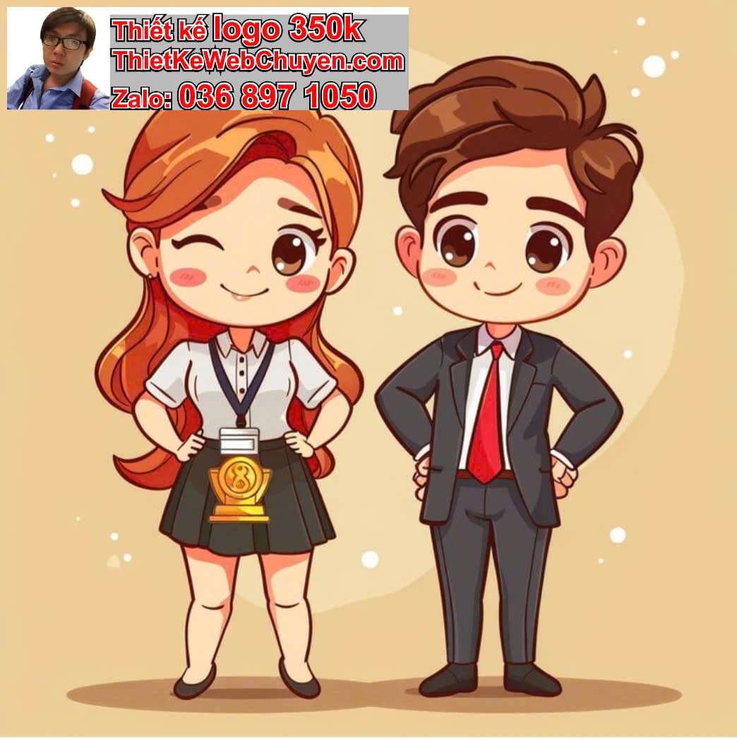 nhân vật chibi tóc xoăn nháy mắt