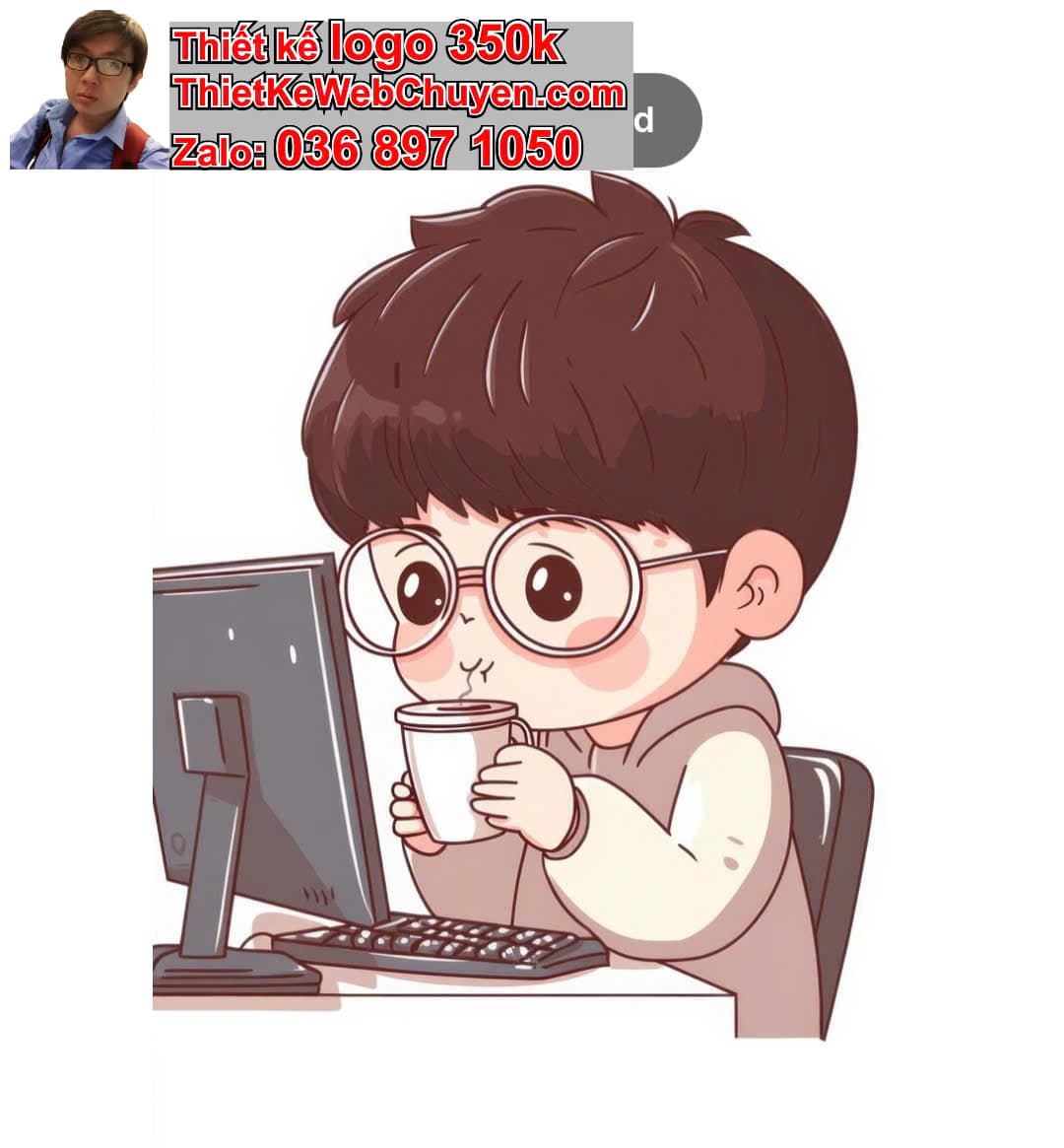 Chibi văn phòng uống cà phê